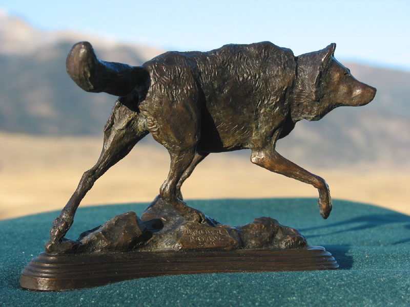 Gray Wolf, Yellowstone’s famous Druid Pack alpha male bronze wildlife sculpture George Bumann