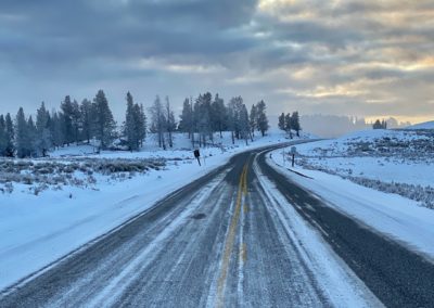 Yellowstone Roads Close Hayden Valley highway