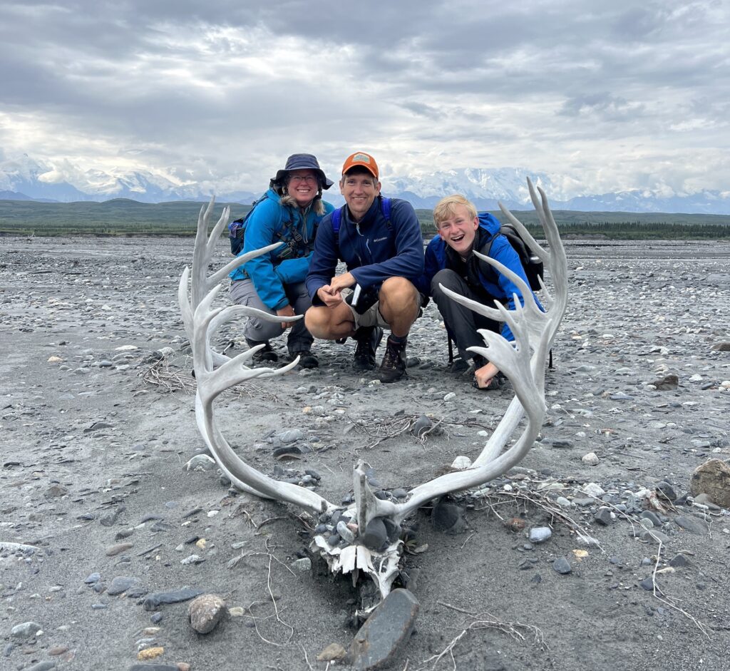 Family with Caribou Skull Denali National Park